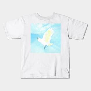 watercolor flying sulphur crested cockatoo Kids T-Shirt